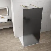 Polysan Esca Gold Matt Eendelige glazen douchewand, vrijstaand, rookglas, 140cm