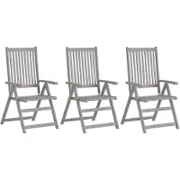 The Living Store Verstelbare Stoelenset - Acaciahout - 57x69x110 cm - Grijs