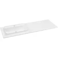 Sapho Brahea Wastafel 141x51,5cm (70+70cm), Rockstone, links, mat wit