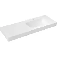 Sapho Emico Wastafel rechts, 190x50 cm, versie L, Rockstone wit mat