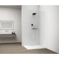 Polysan Esca White Matt Eendelige glazen douchewand, wandmontage, helder glas, 70cm