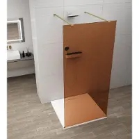 Polysan Esca Gold Matt Doucheglaspaneel uit één stuk, vrijstaand, glas Marron, 1400 mm