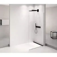 Polysan Architex Black Matt Douchewand 862 mm, helder glas