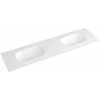 Sapho Treos Dubbele wastafel 171,6x51,3cm (75+20+75), Rockstone, mat wit