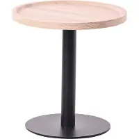 CLP Aspen bijzettafel - rond - salontafel - houten blad - mat zwart metalen onderstel - eik