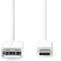 Nedis USB-Kabel | USB 2.0 | USB-A Male | USB-C Male | 480 Mbps | Vernikkeld | 1.00 m | Rond | PVC | Wit