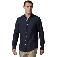 Profuomo Donkerblauw overhemd Regular Fit linnen