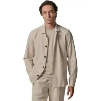 Profuomo Overshirt beige donkere knoop gemeleerd