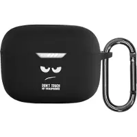 Kwmobile Hoes geschikt voor JBL Tune 230 NC TWS / T230NC / T235NC - Siliconen cover voor oordopjes in wit / zwart / zwart - Don't Touch My Headphones design