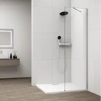 Polysan Esca Chrome Eendelige glazen douchewand, wandmontage, helder glas, 30cm