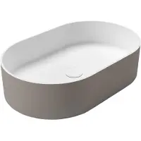 Sapho Thin opzetwastafel, Rockstone, 55x35cm, agila/wit mat