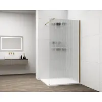 Polysan Esca Gold Matt Eendelige glazen douchewand, wandmontage, Flute-glas, 140cm