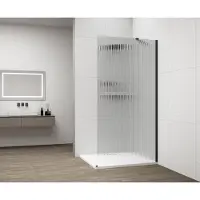Polysan Esca Black Matt Glazen douchepaneel uit één stuk, wandmontage, glasfluit, 1100 mm