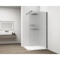 Polysan Esca Black Matt Glazen douchepaneel uit één stuk, wandmontage, glasfluit, 1500 mm