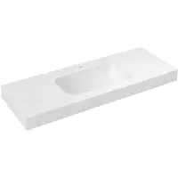 Sapho Emico Dubbele wastafel centraal, 130x50 cm, versie L, Rockstone wit mat