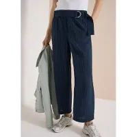 Cecil Dames 7/8 High Waist broek met wijde pijpen in Loose Fit - Blauw - S