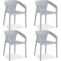 Homestyle4u Tuinstoelen - Set van 4 - Stapelstoelen - Kunststof - Grijs