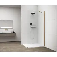 Polysan Esca Gold Matt Eendelige glazen douchewand, wandmontage, helder glas, 120cm