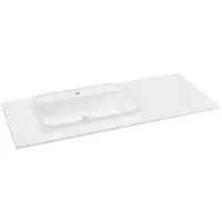 Sapho Brahea wastafel 121x51,5cm (90+30cm), Rockstone, links, wit mat