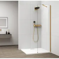 Polysan Esca Gold Matt Eendelige glazen douchewand, wandmontage, helder glas, 40cm