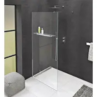 Polysan Modular Shower Glazen wandpaneel, 1 stuk, 90cm, met gaten voor handdoekhouder