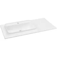 Sapho Brahea Wastafel 101x51,5cm (70+30cm), Rockstone, links, mat wit