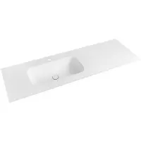 Sapho Treos Wastafel 146,6x51,3cm (110+35), Rockstone, links, mat wit