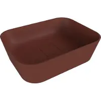 Polysan Banera Square opzetwastafel, gegoten marmer, 50x36cm, bruin mat