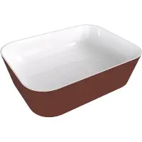 Polysan Banera Square Opbouwwastafel, kunstmarmer, 50x36cm, wit/mat bruin