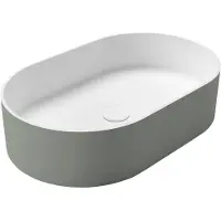 Sapho Thin opzetwastafel, Rockstone, 55x35cm, verde/wit mat