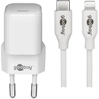 Goobay nano USB-C PD thuislader | 30W | losse Lightning kabel | wit | 1 meter