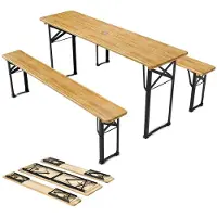 Juskys Biertafel / bierbank biertafelset - 3-delig - 170cm picknicktafel