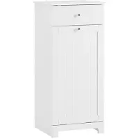 SoBuy Witte Waskast met Wasmand | 1-deurs Badkamermeubel 40x38x90 cm