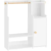 SoBuy Kinderkledingrek met 2 vakken en deur, Wit, 94x35x110 cm