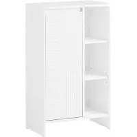 SoBuy Colonne Rangement WC avec Panier à Linge, 86x50x30cm, Blanc