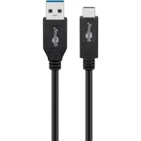 Goobay USB-C - USB-A kabel | USB3.1 10 Gbps | PD 60W | zwart | 0,50 meter