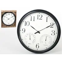 Deco Wandklok 33 x 4,5 Cm Zwart met vochtigheid en thermometer