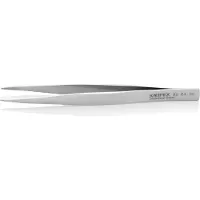 Knipex Brucelles de précision, Pointes : droit, anguleux, environ 0,9 mm de large, Surfaces de préhension denture fine, Surface nickelées, Long. : 125 mm