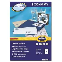 EUROPE 100 ELA024 Universele etiketten 105 x 148.5 mm Papier Wit 400 stuk(s) Permanent hechtend Inkjet, Laser (zwart/wit), Laser (kleur), Kopiëren (zwart/wit),