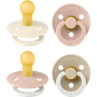BIBS Colour speen verpakking 4 stuks, BPA-vrije fopspeen, Ronde speen. Natuurlijk rubberlatex, Denmark. 0-6 maanden (Verpakking 4 stuks), Blush Glow Mix