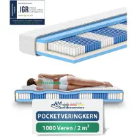 AM Qualitätsmatratzen - 1000 veren 7-zone pocketveringmatras 70x200 cm (H3) - Ergonomisch matras 70 x 200 met 1.000 veren - 24 cm Premium hoogte - Afneembare TENCEL Lyocell tijk - Made in Germany