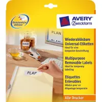 Avery Universele etiketten afneembaar L4736REV-10 A4 Wit 4,57 x 32,7 x 2,12 cm 10 Vellen à 48 Etiketten