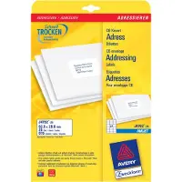 Avery Adresetiketten 63,5 x 29,6 mm, wit, Inkjetprinter, permanent klevend J4792-25