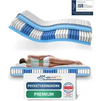 AM Qualitätsmatratzen - Hoogwaardig 7-Zone Pocketveringmatras 110x200 cm (H3) - 24 cm - Gemiddeld - Pocketvering Matras 110 x 200 - TENCEL Lyocell tijk - ergonomisch matras