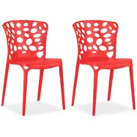 Homestyle4u Tuinstoelen - Set van 2 - Stapelstoelen - Kunststof - Rood