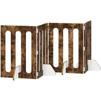 vidaXL Vouwbaar huisdierhek 4 st Gerookt eiken 201 x 38 x 70 cm