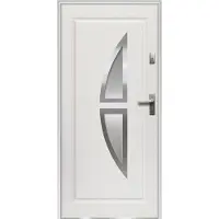 Vente-unique Toegangsdeur in roestvrij staal H 207 x B 100 cm wit - 55 cm dikte - linkerdeur - COVAS