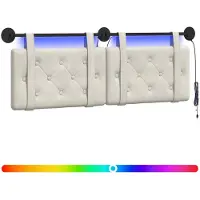 vidaXL Hangend hoofdbord Met LED-verlichting Crèmekleurig Fluweel