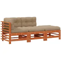 vidaXL Tuin loungeset, 3-delig, donkerbruin, massief grenenhout