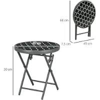 Outsunny - Bijzettafel - Ø45 x 50H cm - Metaal - Glas - Zwart
